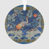 Antiek Chinees Kraanpatroon: Imperiaal Blauw Ornament (achterkant)
