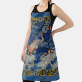 Antiek Chinees Kraanpatroon: Imperiaal Blauw Schort (Insitu)