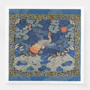 Antiek Chinees Kraanpatroon: Imperiaal Blauw Servet