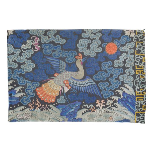 Antiek Chinees Kraanpatroon: Keizerblauw Kussensloop (Voorkant)