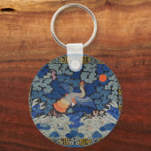 Antiek Chinees Kraanpatroon: Keizerblauw Sleutelhanger (Voorkant)