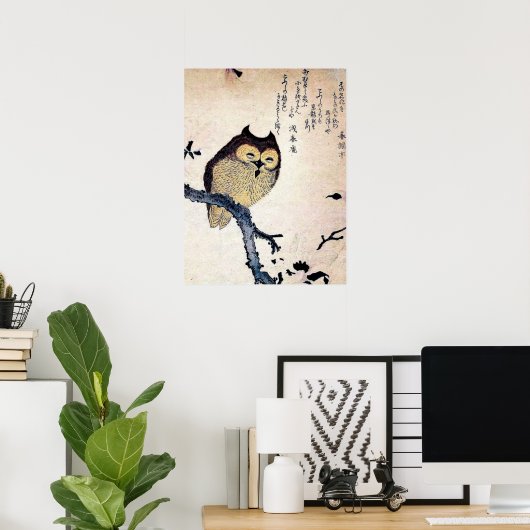 Antiek Chinees Owl Print Poster (Thuiskantoor)