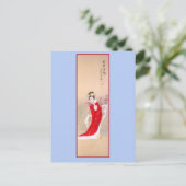 Antiek Chinees schilderen van de dame in het rood Briefkaart (Staand voorkant)