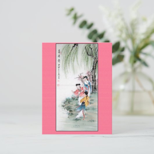 Antiek Chinees schilderen van drie dames Briefkaart (Staand voorkant)