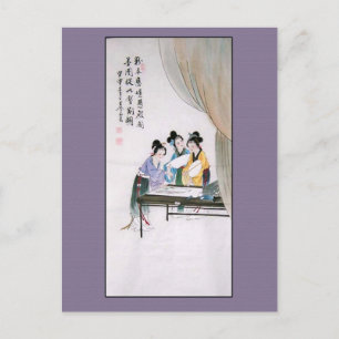 Antiek Chinees schilderij van drie Chinese vrouwen Briefkaart