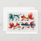 Antiek Chinees schilderij van goudvis Briefkaart (Voorkant / Achterkant)