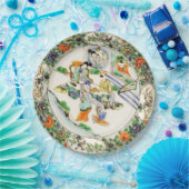 Antiek Chinees Witte Chinoiserie Bloemen Papieren Bordje (Feest)