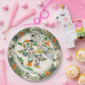 Antiek Chinees Witte Chinoiserie Bloemen Papieren Bordje (Feest)