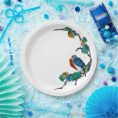 Antiek Chinese botanische vogellente Papieren Bordje (Feest)