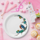 Antiek Chinese botanische vogellente Papieren Bordje (Feest)