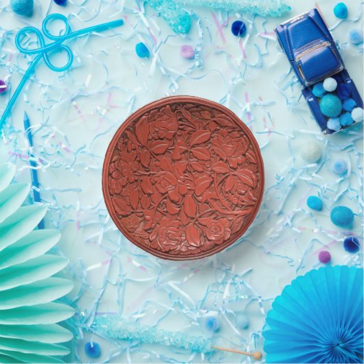 Antiek Chinese Cinnabar gesneden bloemen Faux Chin Papieren Kommen (Feest)