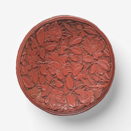Antiek Chinese Cinnabar gesneden bloemen Faux Chin Papieren Kommen