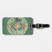 Antiek Chinese cirkel blauw groen Bagagelabel (Voorkant horizontaal)