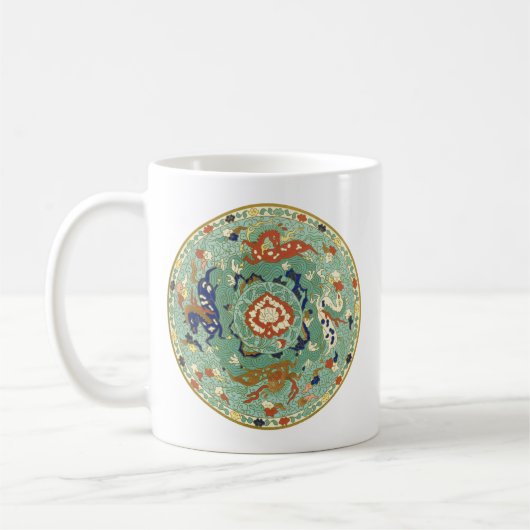 Antiek Chinese cirkel blauw groen Koffiemok (Links)