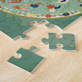 Antiek Chinese cirkel blauw groen Legpuzzel (Zijkant)