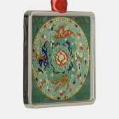 Antiek Chinese cirkel blauw groen Metalen Ornament (Rechts)