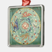 Antiek Chinese cirkel blauw groen Metalen Ornament (Links)