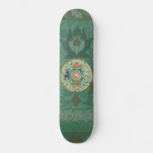 Antiek Chinese cirkel blauw groen Persoonlijk Skateboard (Voorkant)