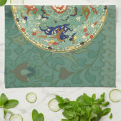 Antiek Chinese cirkel blauw groen Theedoek (Gevouwen)