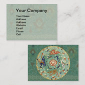 Antiek Chinese cirkel blauw groen Visitekaartje (Voorkant / Achterkant)
