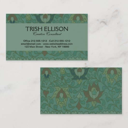 Antiek Chinese cirkel blauw groen Visitekaartje (Voorkant / Achterkant)