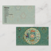 Antiek Chinese cirkel blauw groen Visitekaartje (Voorkant / Achterkant)