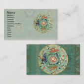 Antiek Chinese cirkel blauw groen Visitekaartje (Voorkant / Achterkant)