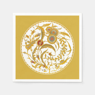 Antiek-Chinese Jacobean Floral - Mustard Gold Servet