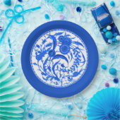 Antiek-Chinese Jacoboon Floral - kobalt Blue Papieren Bordje (Feest)
