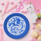 Antiek-Chinese Jacoboon Floral - kobalt Blue Papieren Bordje (Feest)
