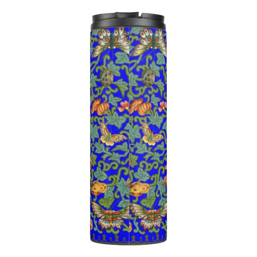 Antiek Chinese porseleinen bloemen en vlinders Thermosbeker (Achterkant)