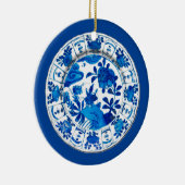 Antiek-Chinese porseleinplate, blauw-ventilatorvaa Keramisch Ornament (Rechts)