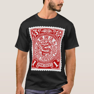 Antiek Chinese poststempel in Red T-Shirt