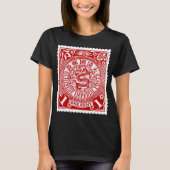 Antiek Chinese postzegel in rood T-shirt (Voorkant)