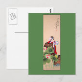Antiek Chinese schilderdame met ventilator Briefkaart (Voorkant / Achterkant)