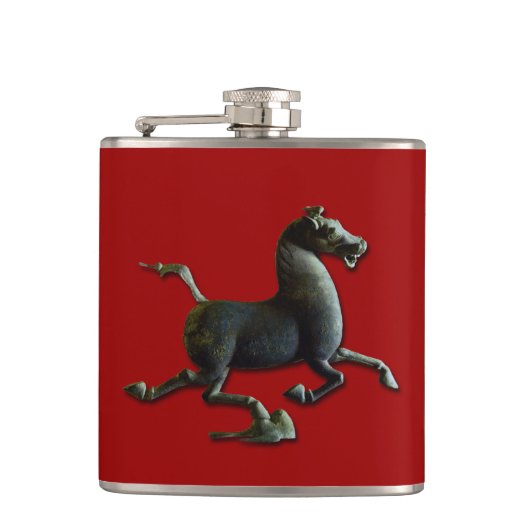 Antiek Chinese Sculptuur Paard Jaar Zodiac Flask Heupfles (Voorkant)