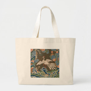 Antiek chinese vogelkunst tapestry phoenix grote tote bag