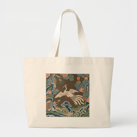 Antiek chinese vogelkunst tapestry phoenix grote tote bag (Voorkant)