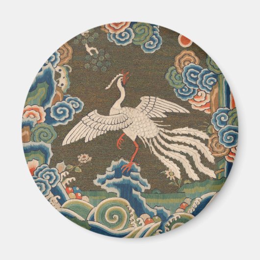 Antiek chinese vogelkunst tapestry phoenix magneet (Voorkant)