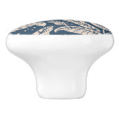 Antiek Chinoiserie Vogel Bloemen Blauw & Ivoor Keramische Knop (Zijkant)