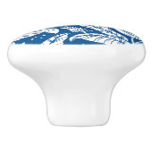 Antiek Chinoiserie Vogel Bloemen Blauw & Wit Keramische Knop (Zijkant)