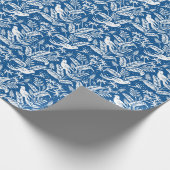 Antiek Chinoiserie Vogels Bloemen Blauw & Wit Cadeaupapier (Hoek)