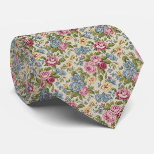 Antiek chintz bloempatroon stropdas