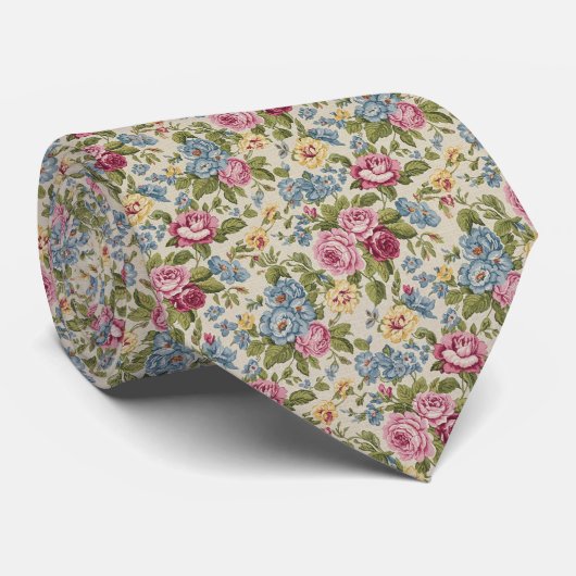 Antiek chintz bloempatroon stropdas (Opgerold)