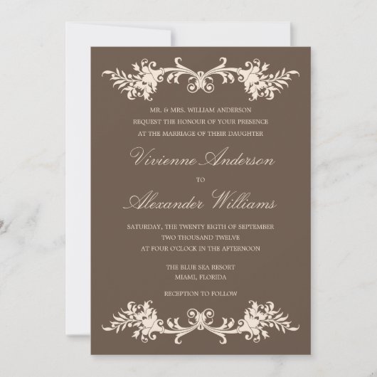 ANTIEK CHOCOLAAT  | AFBEELDINGSINVITATIE KAART (Voorkant)