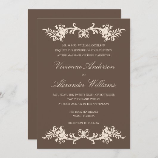 ANTIEK CHOCOLAAT  | AFBEELDINGSINVITATIE KAART (Voorkant / Achterkant)