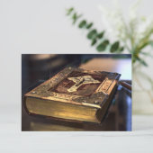 Antiek Christelijke Bijbel Bedankkaart (Staand voorkant)