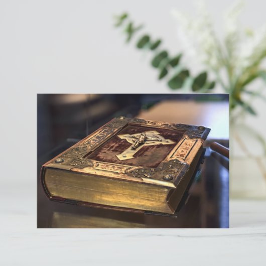 Antiek Christelijke Bijbel Bedankkaart (Staand voorkant)