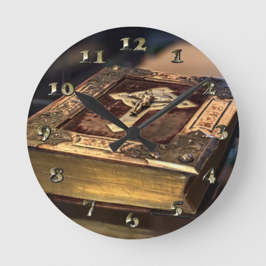 Antiek Christelijke Bijbel Ronde Klok (Voorkant)