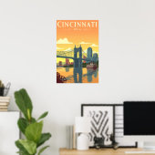 Antiek Cincinnati Ohio Poster (Thuiskantoor)
